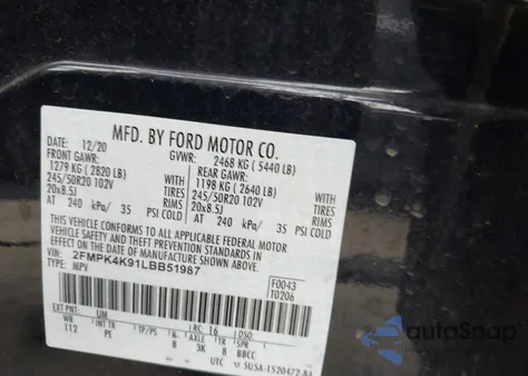 2020 Ford Edge Titanium from USA, damaged, VIN 2FMPK4K91LBB51987